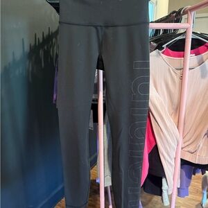 lululemon athletica Black Shine Logo High-Rise Leggings